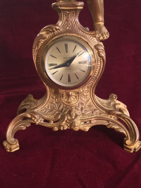 Antique Mantle Shelf Clock Cherub With Bird France, Late 1800s - Early 1900s