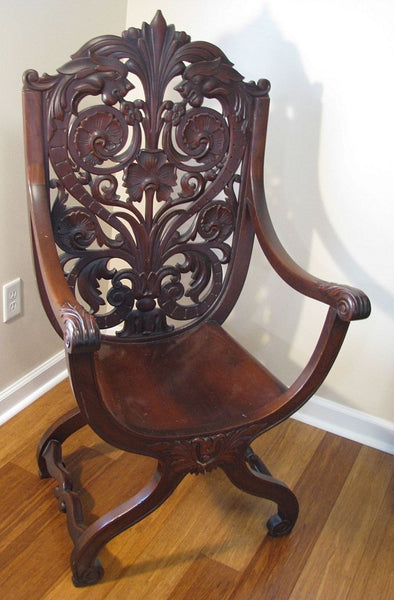 Antique Vintage Victorian Throne Chair Mahogany