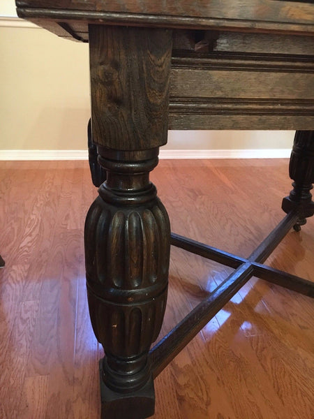 Antique Scottish Oak Expandable Dining Table