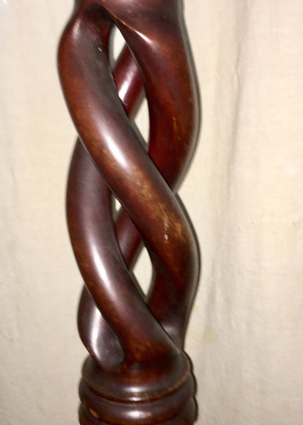 Antique Carved Walnut Open Barley  Twist Pedestal stand Table Merklin Brothers