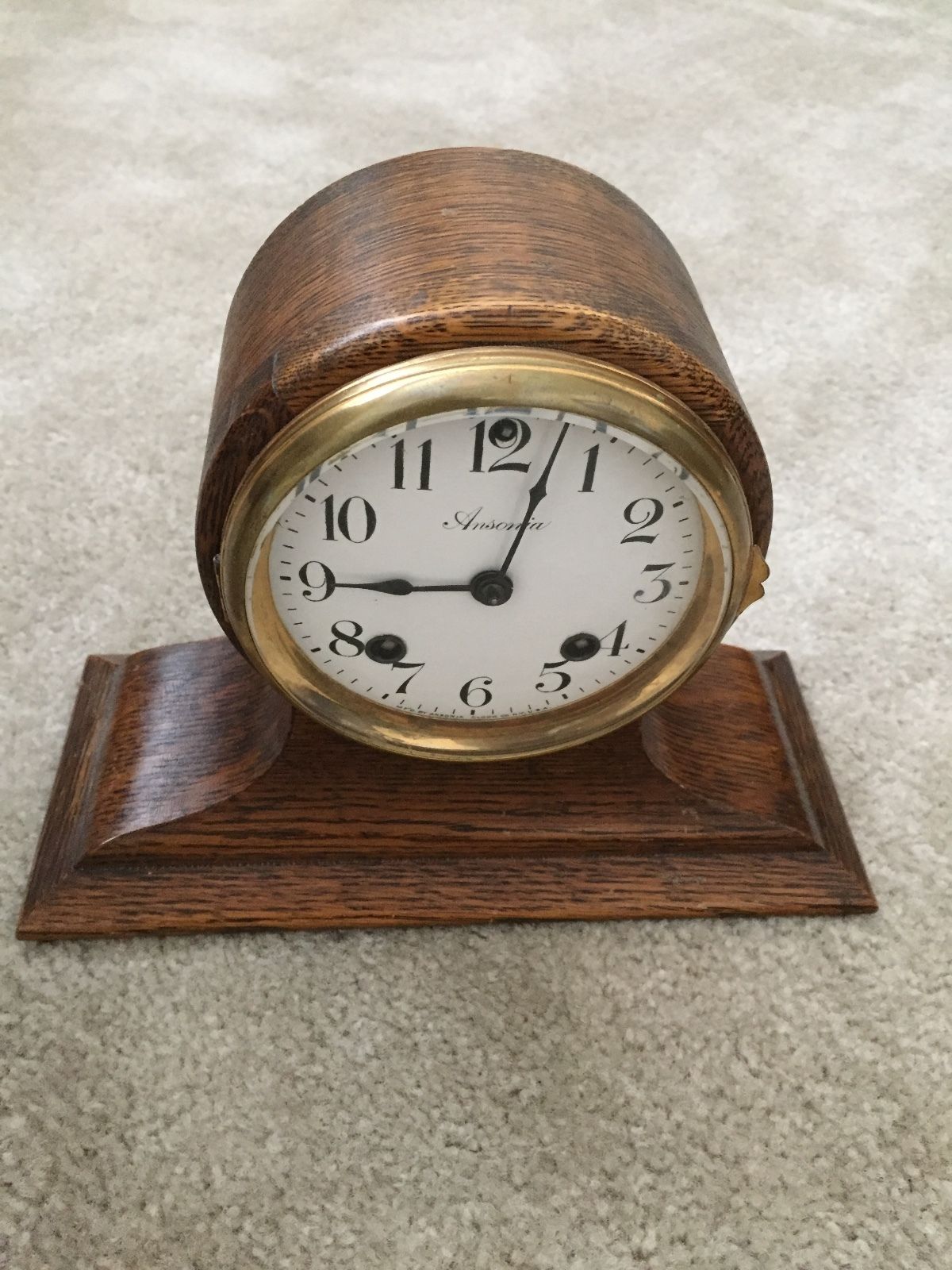 Antique Ansonia Mantle Shelf Clock with Key