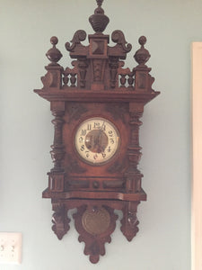 Antique Black Forest Carved Cuckoo Clock RUNS 15" x 11"