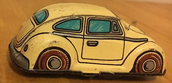 Rare Collectible Antique/Vintage Retro White Metal Tin Wind-Up Car Buggy Toy