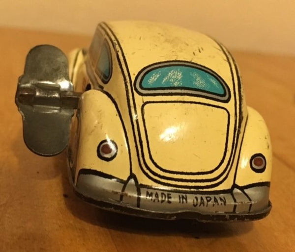 Rare Collectible Antique/Vintage Retro White Metal Tin Wind-Up Car Buggy Toy