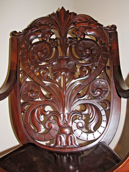 Antique Vintage Victorian Throne Chair Mahogany