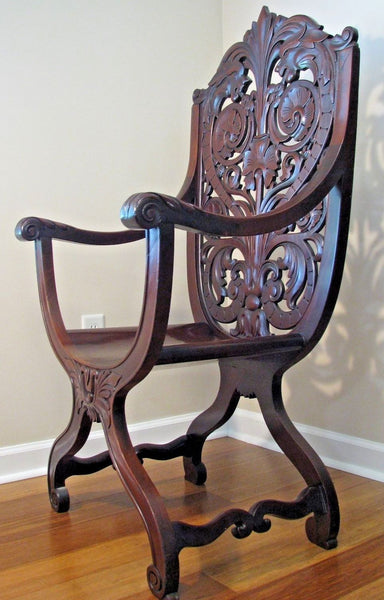 Antique Vintage Victorian Throne Chair Mahogany