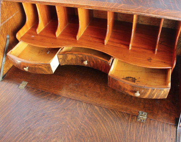 Antique Oak drop front Desk – claw feet - Writing Desk