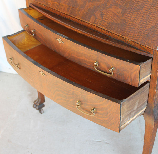 Antique Oak drop front Desk – claw feet - Writing Desk