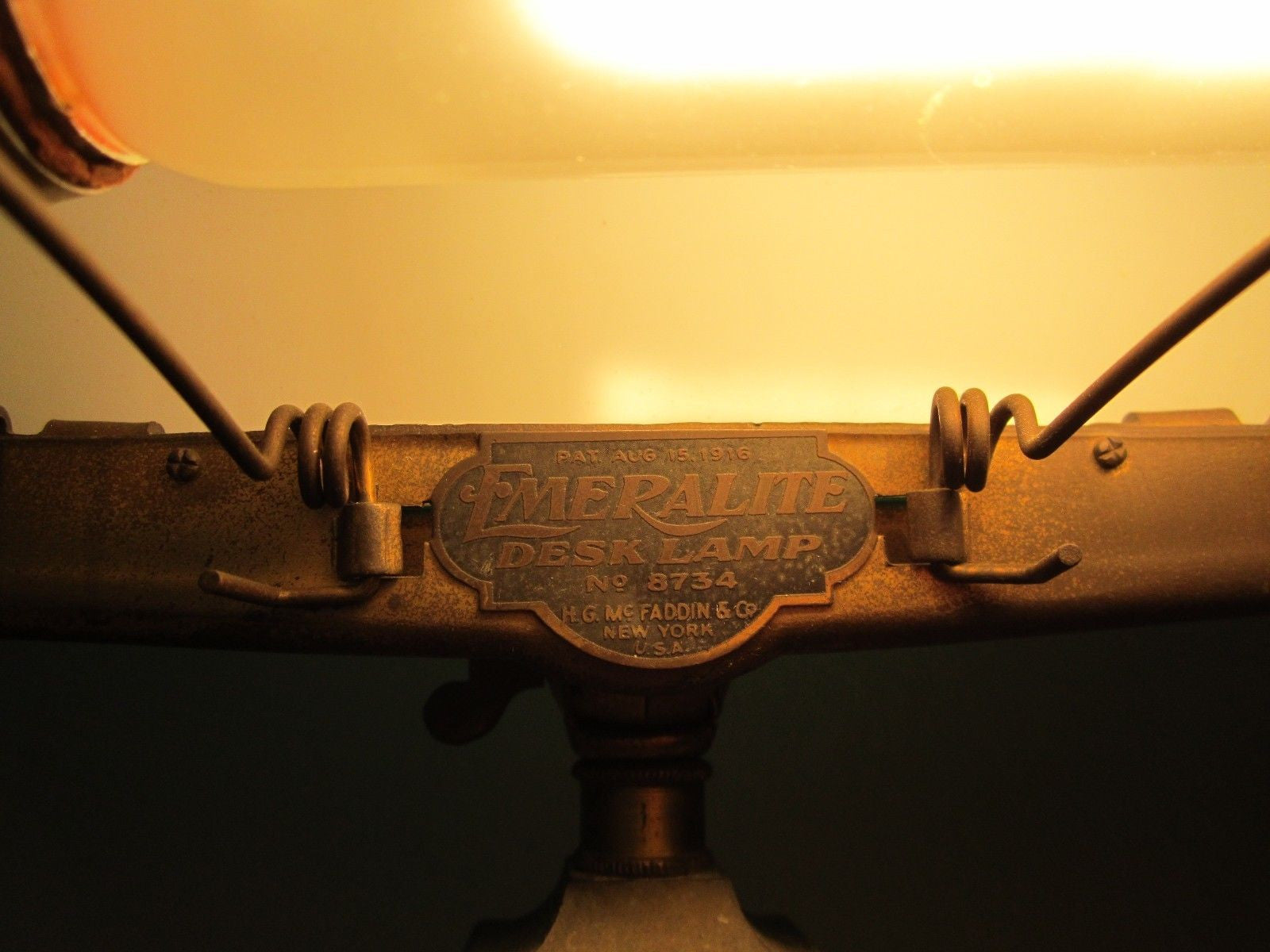 Original Antique Emeralite Bankers Desk Lamp Emerald Glass Shade