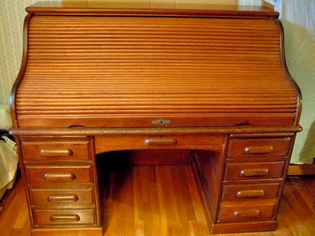 Antique Roll Top S Bankers Boston Derby Desk Oak Writing Office Table Furniture