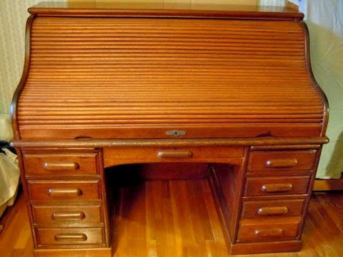 Antique Roll Top S Bankers Boston Derby Desk Oak Writing Office Table Furniture
