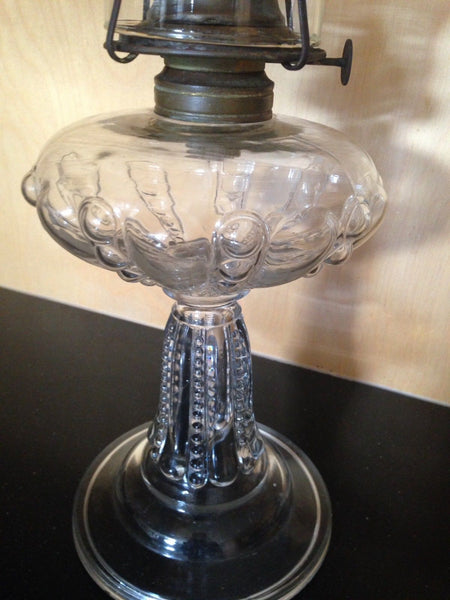 Large Antique Eagle glass Hurricane Oil Lamp
