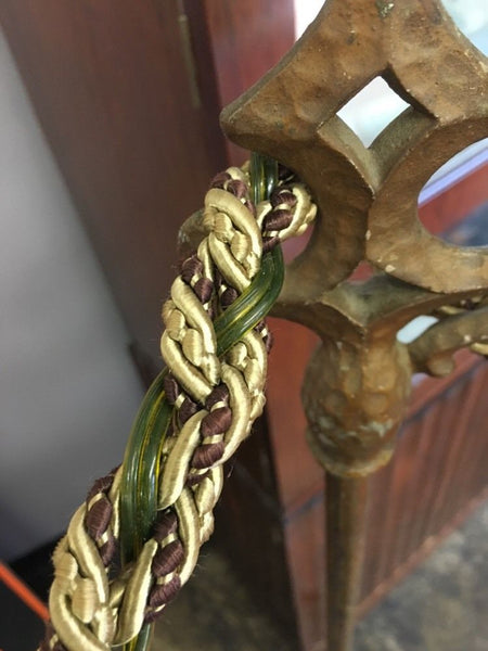 Antique Victorian Ornate Cast Iron Floor Lamp W/Hanging Shade