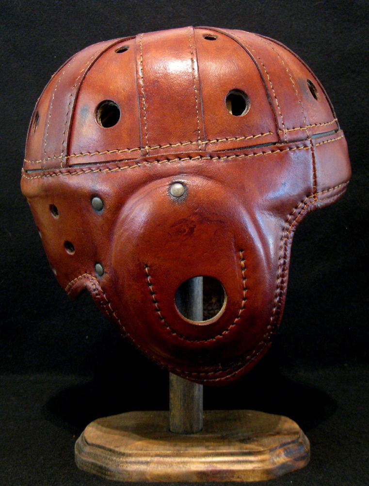 1950 leather football helmet Brown Mini Historic Sports Early Old Antique 1930's REACH