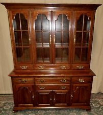 King Cherry China Cabinet Lighted Four Door Hutch