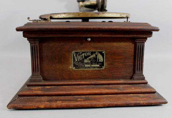 Antique RCA Victor III Talking Machine Record Player Phonograph w/ Oak Horn